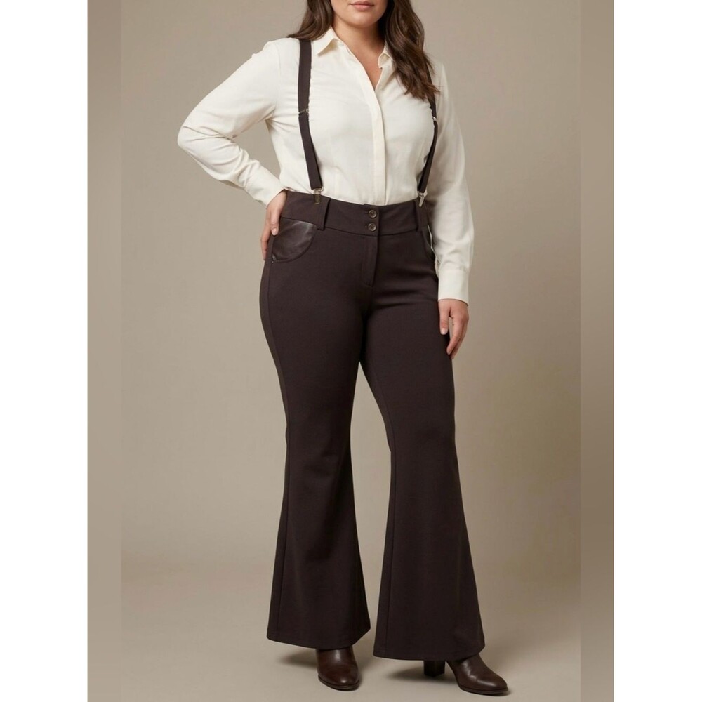 LGP by Parnassa Paris Chocolate Brown Suspender Pants Avant Garde XL France